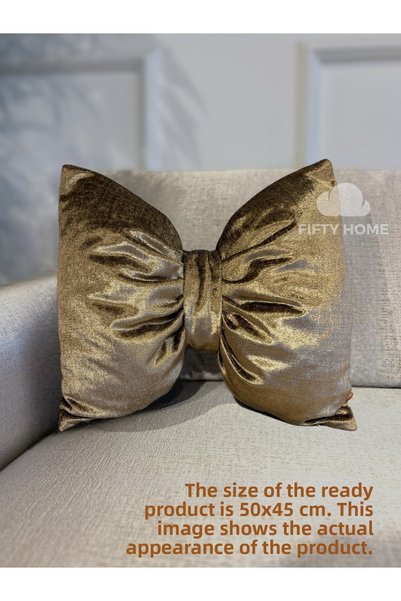 Fifty Home Decorative Bow Pillow Ribbon Pillow - Bow Pillow - Baby and Girl's Room Living Room Decor