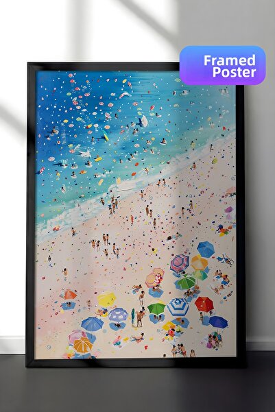 Zestia Ζωγραφική τοίχου με μαύρο πλαίσιο, όψη από πάνω, πολύχρωμη διακόσμηση ...