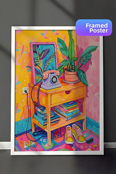 Zestia Pictură murală înrămată albă, colorată, modernă, colț de viață, natură...