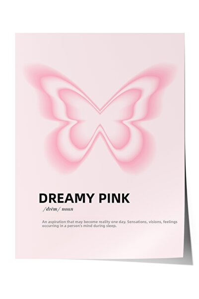 Zestia Poster premium cu figură de fluture în tonuri de roz, decor de artă mi...