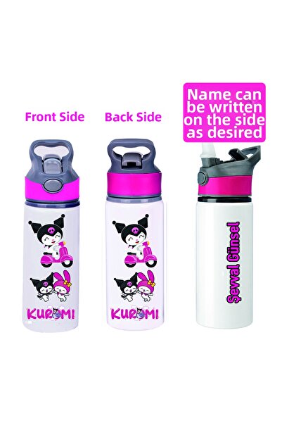 DKDZ SHOP Printed Metal Water Bottle with Straw 650ml