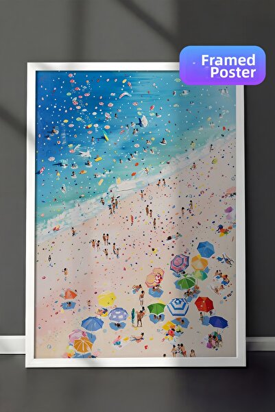 Zestia Ζωγραφική τοίχου με λευκό πλαίσιο, όψη από πάνω, πολύχρωμη διακόσμηση ...