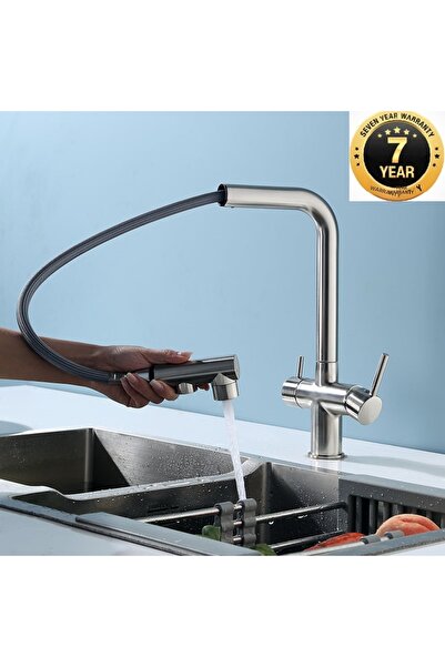 OEM صنبور مطبخ بتدفق مزدوج مع منفذ لتنقية المياه وصنبور حلزوني، ضمان 7 سنوات،...