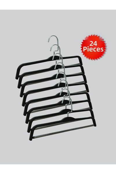 NYN شماعات بناطيل خشبية 8176 لاما بارلي بخطاف فضي نيكل 24 قطعة