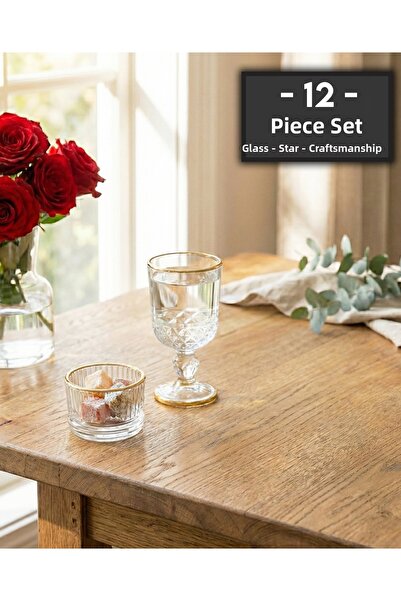 gkzglass home dekor طقم تقديم زجاجي مكون من 12 قطعة من زجاج الأوركيد النبيل ا...