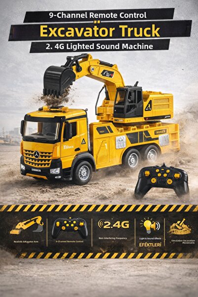 YILDIRIM OYUNCAK جهاز تحكم عن بعد 360 درجة °   شاحنة حفارة دوارة 40 سم |   آل...