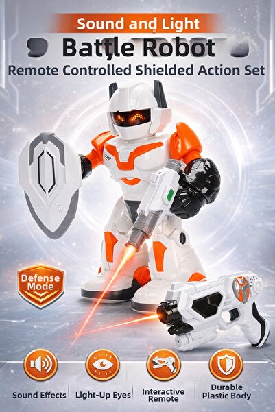 YILDIRIM OYUNCAK مجموعة روبوتات قتالية 3 في 1 مع صوت وضوء وتحكم عن بعد 22 سم ...