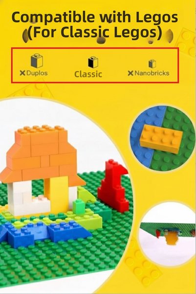 PlayZen Classic Red Floor Tile – 25×25 cm Hard Base |   Building Block Platform Compatible with Building Toy