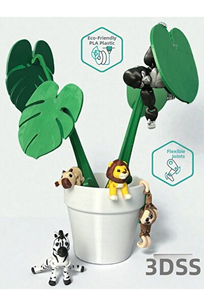 3DSS مجموعة شخصيات حيوانات السفاري مكونة من 5 قطع |   لعبة هدية للأطفال |   ح...