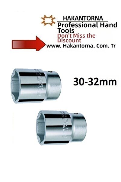 HakanTorna Professional Rico 2 Pcs 3/4 32mm 30mm 6 Corner Short Socket Heavy ...