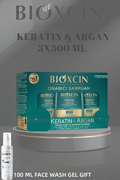 Bioxcin Keratin & Argan Repairing Shampoo for Damaged and Worn Hair 3X300 ml ...