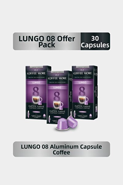 C.M Coffee More 8 كبسولات قهوة لونجو 10 × 3 عبوات (30 قطعة) متوافقة مع نسبرسو