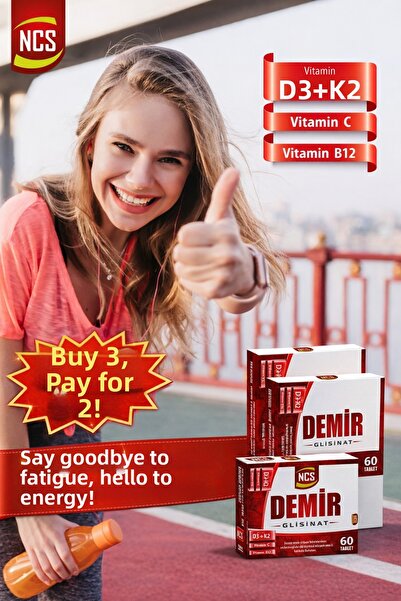 NCS Iron Glycinate Vitamin D3 K2 Folic Acid Complex 60 Tablets Bisglycinate