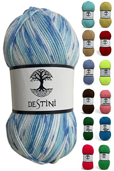 destini 5 Pieces Baby Wool Hand Knitting Yarn Cardigan, Sweater, Scarf, Beanie 100 g 300 meters Needles 3-3.5 Hook 2.5 Multicolor