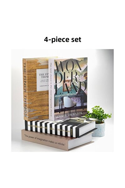 devideko Set of 4 Book-Looking Decorative Storage Boxes, Nordic Style Home Of...