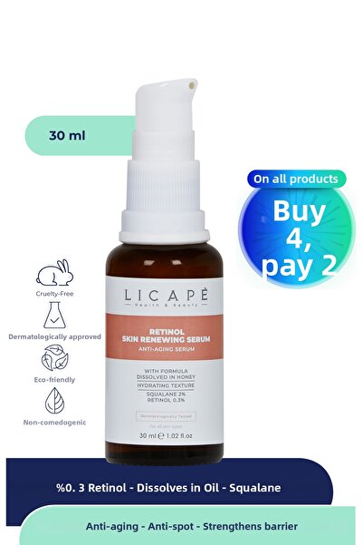 Licape سيروم مضاد لشيخوخة البشرة وتفتيح البشرة بنسبة 0.3% ريتينول 30 مل