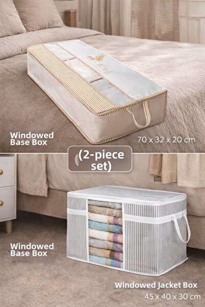 PONÇİK BEBEK Large Size Under-Bed Storage Organizer with Window for Sweaters,...