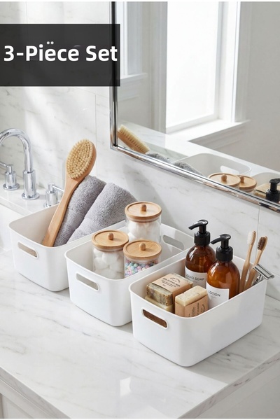 Tercih Home Οργανωτής μπάνιου 3 τεμαχίων Λευκό χρώμα Πλαστικό οργανωτής ντουλ...
