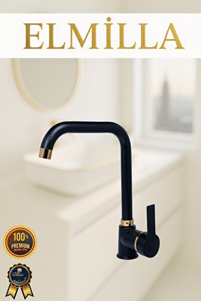 elmilla Black Gold Pear Corner Kitchen Sink Faucet