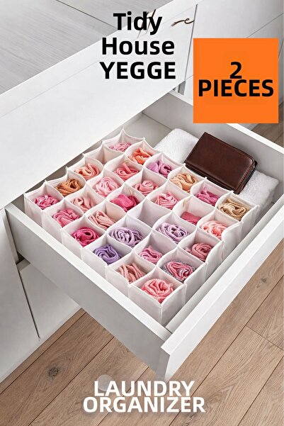 YEGGE 2 Pieces of 30-Compartment Honeycomb Organizer, Laundry and Sock Organi...