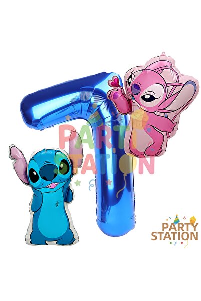 Parti Station مجموعة بالونات ستيتش آند آنجل لعمر 7 سنوات - بالون من الفويل با...