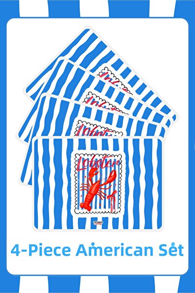 The Grade American Service Set of 4 Marine Themed Plate Mats Stain Resistant ...