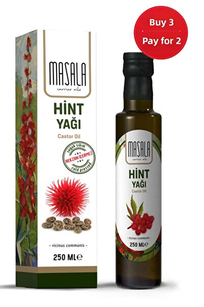 Masala زيت الخروع بالضغط البارد 250 مل - نقي، خالي من المواد المضافة، خالي من...