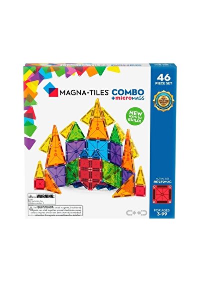 Magna Tiles ماجنا-تايلز ®   - كومبو + مكعبات مغناطيسية من مايكرو ماجس - 46 قطعة