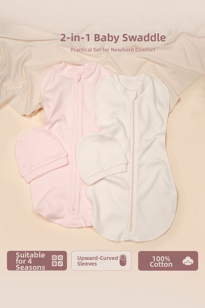 Vauva 100% cotton double-sided zippered swaddle for baby, soft jersey fabric,...