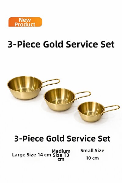 MİMOZA PARK طقم تقديم ذهبي من 3 قطع - طقم تقديم صغير للتقديم مع وعاء للصلصة و...