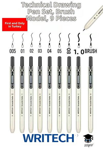 SEYFİKİRTASİYE Technical Drawing Pencil Set Push-Action Model 9 Pieces Black ...