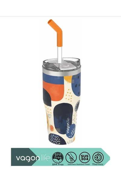 senacacollection Vagonlife Patterned 670 ml Stainless Steel Thermos Vacuum Fl...