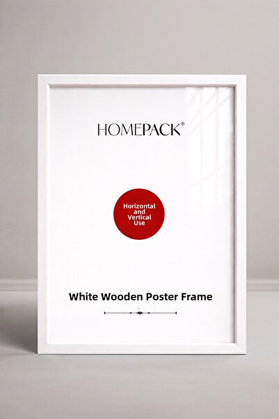 HOMEPACK 50X70 CM Rama pentru poster cu rama din lemn alb, rama goala, RAMA A...