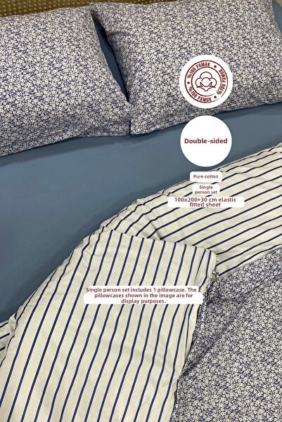 sutra Dream Series 100% Cotton Luxury Poplin Single Fitted Sheet Duvet Cover Set