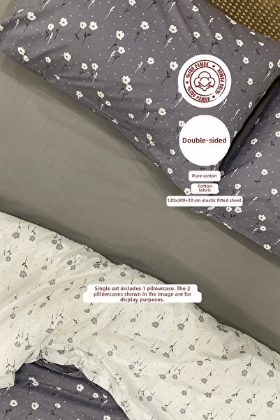 sutra Dream Series 100% Cotton Luxury Poplin Single Fitted Sheet Duvet Cover Set