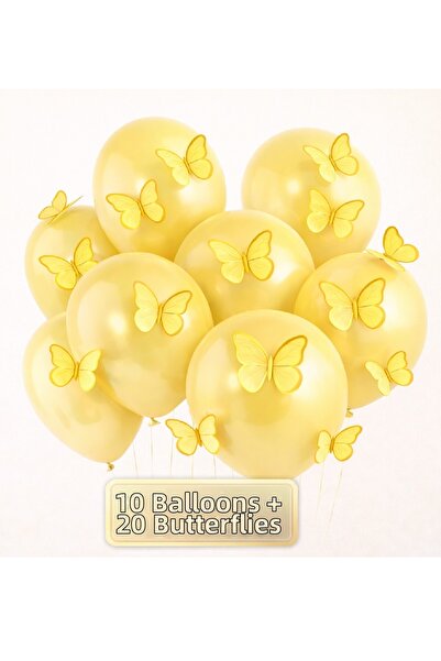 Laviyosa مجموعة بالونات الفراشات الناعمة ثلاثية الأبعاد - 10 بالونات + 20 فرا...