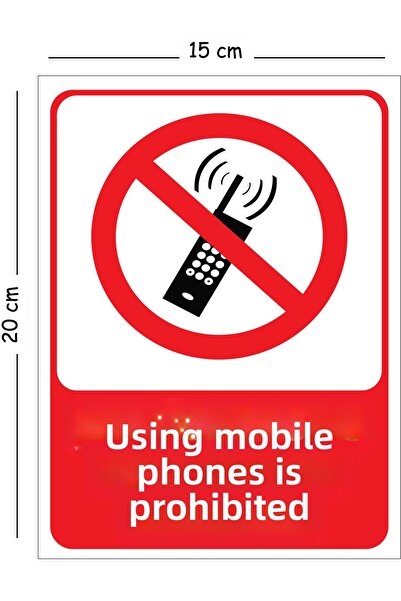 Mayeka Metal Mobile Phone Use Prohibited 15X20 cm Warning Business Safety Sign
