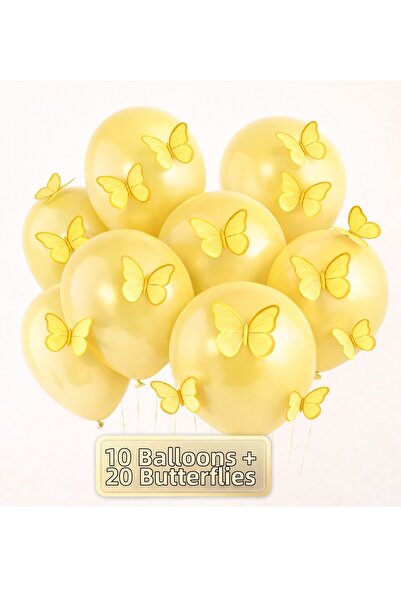 BKMC PARTY مجموعة بالونات الفراشات الناعمة ثلاثية الأبعاد - 10 بالونات + 20 ف...