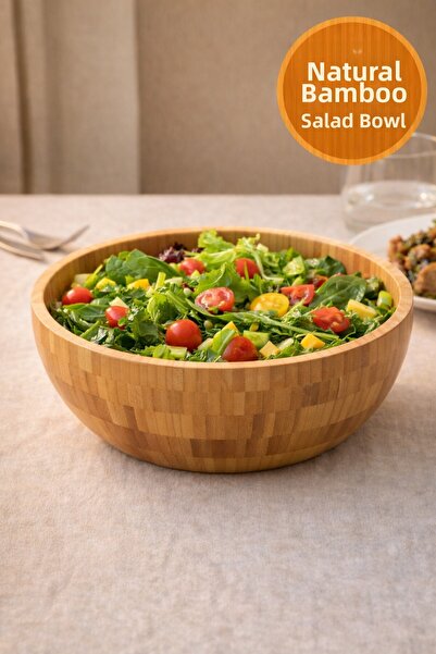 MEDUSHOP Bamboo 3-Piece Salad Bowl, Presentation Bowl, Decorative Bowl, Nordi...