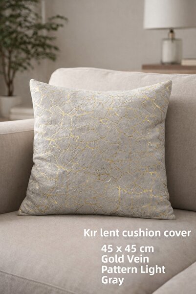 Tekstilsa Velvet Light Gray Silver Metallic Throw Pillow Cover Gilded Woven D...