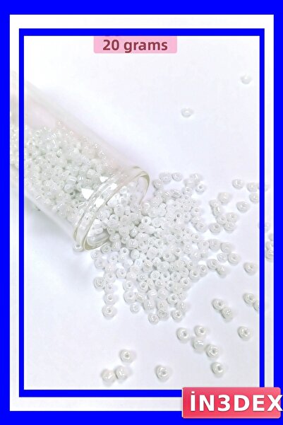 İN3DEX خرز زجاجي مصبوب بلون أبيض لؤلؤي 3 مم 20 جرام