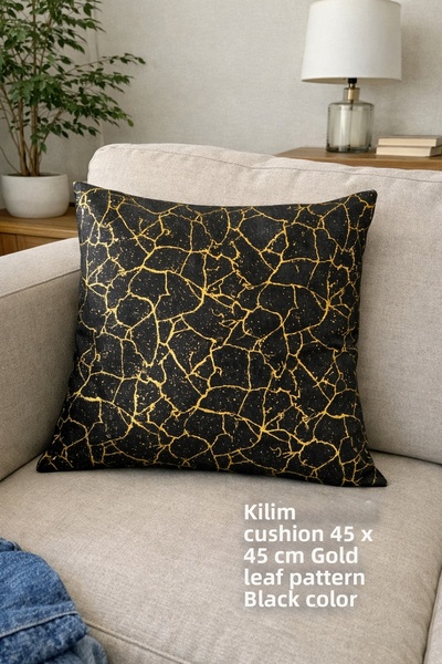 Tekstilsa غطاء وسادة مخملي أسود مع لمسات فضية، غطاء وسادة مزخرف منسوج ومطلي ب...