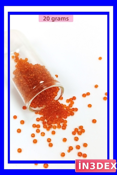 İN3DEX خرز زجاجي برتقالي شفاف 3 مم 20 جرام مادة للهوايات