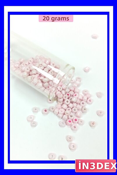 İN3DEX خرز زجاجي ملون وردي فاتح 4 مم 20 جرام