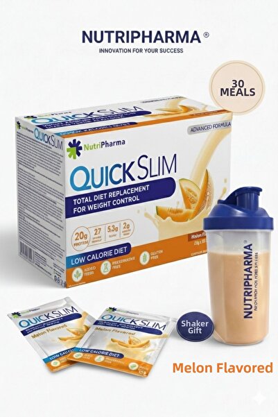 NUTRIPHARMA QUICK SLIM مسحوق بروتين مصل اللبن - بنكهة البطيخ 30 كيس + هدية شيكر