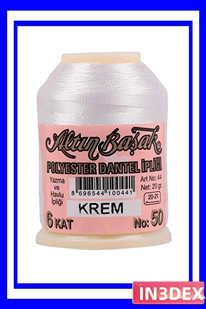 İN3DEX Cream Color Lace Thread 20 Grams for Needlework