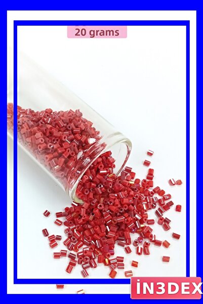 İN3DEX خرز زجاجي أحمر داكن 2 مم 20 جرام مادة للهوايات