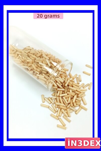 İN3DEX خرز قطع الأنابيب الطويلة بقطر 2 مم وطول 10 مم بلون كريمي داكن