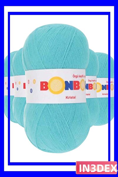 İN3DEX Turquoise Colored Crystal Yarn 5 Pieces for Hand Knitting
