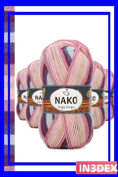 İN3DEX Vega Stripe Acrylic Hand Knitting Yarn Set 5-Pack